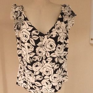 Escada silk blouse, size 36 black/ white